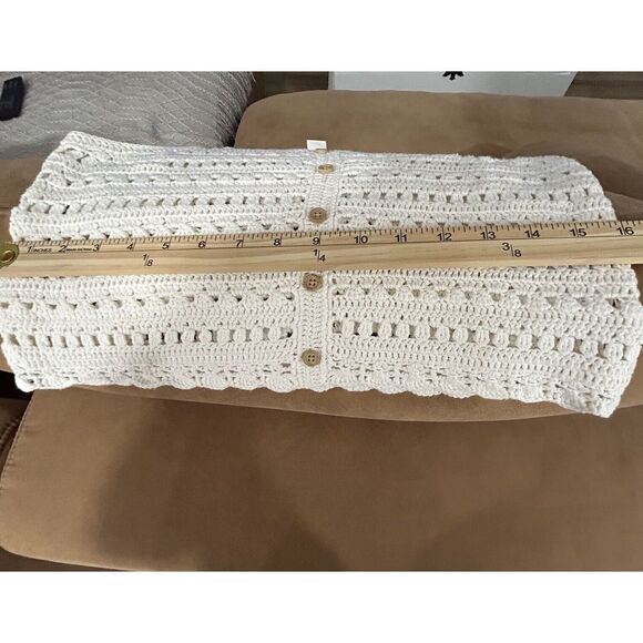 American Eagle Outfitters Crochet Tank Top Crop Y2K Beige Medium Boho Size Xs - Picture 4 of 5